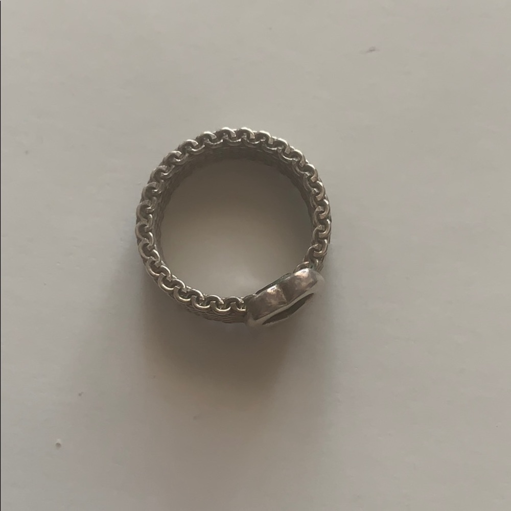 Tiffany & Co. Silver Mesh Heart Ring on Tiffany Blue Pouch - Picture 2 of 6